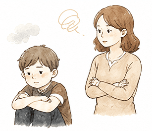 何度言っても動かない様子のイラスト