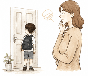 外ではちゃんとしているのに家では崩れる様子のイラスト
